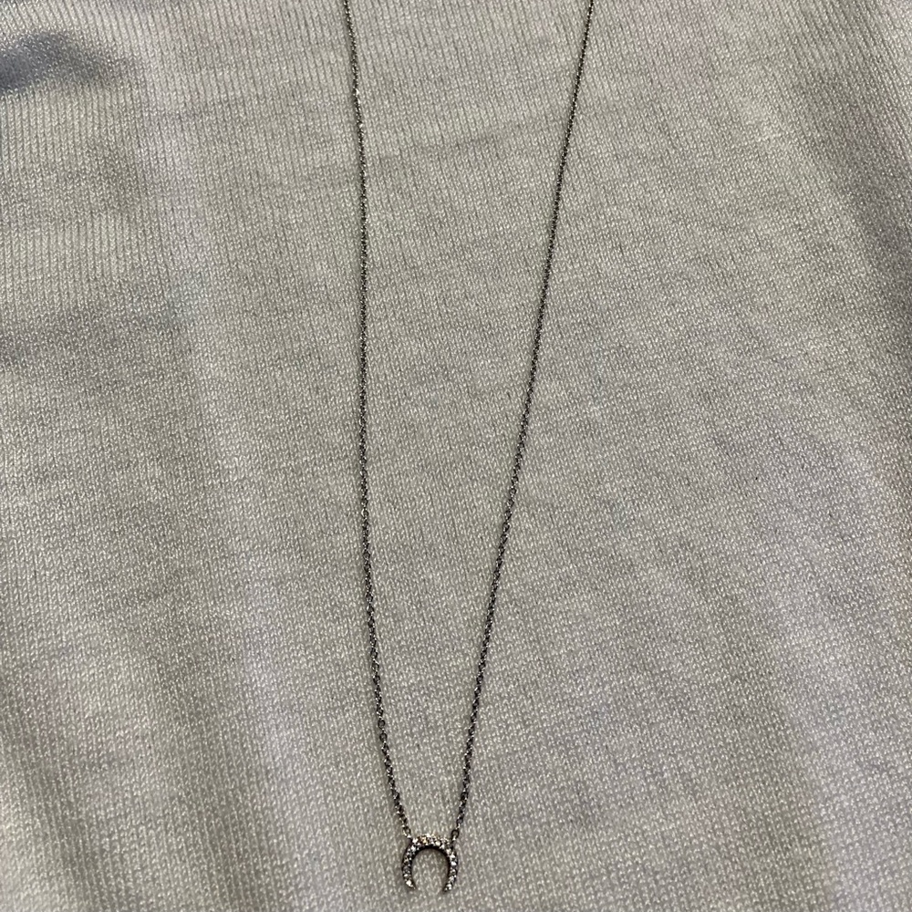 Stella & Dot Pave Horn Necklace Silver